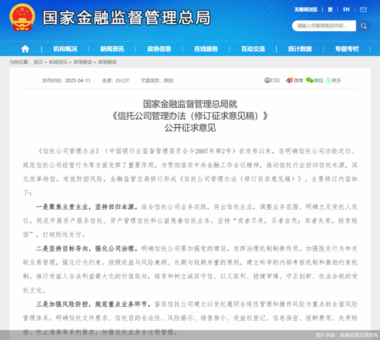 提升注册资本门槛，回归业务本源！信托公司管理办法将迎修订